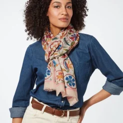 British Flowering Vines Embroidered Oblong Scarf*The Met Store New