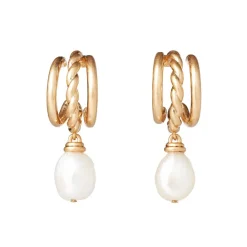 Cypriot Twist Pearl Triple-Hoop Earrings*The Met Store Clearance