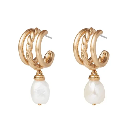 Cypriot Twist Pearl Triple-Hoop Earrings*The Met Store Clearance