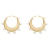 Hammered Crescent Pearl Hoop Earrings*The Met Store Cheap