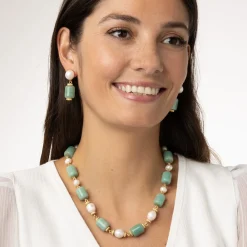 Karavas Gems Large-Bead Aventurine and Pearl Necklace*The Met Store Cheap