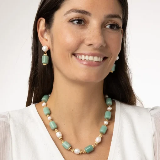Karavas Gems Large-Bead Aventurine and Pearl Necklace*The Met Store Cheap
