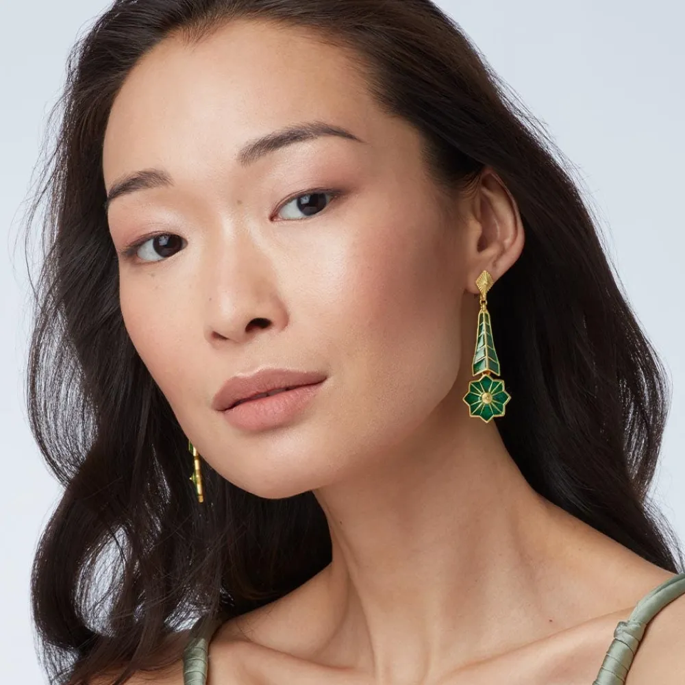Lotus Pagoda Plique-à-Jour Long Drop Earrings*The Met Store New