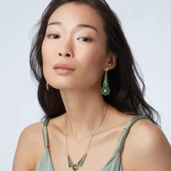 Lotus Pagoda Plique-à-Jour Long Drop Earrings*The Met Store New
