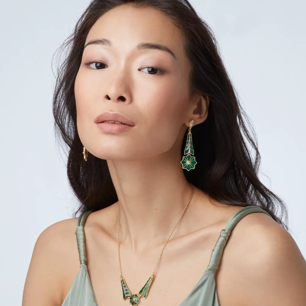 Lotus Pagoda Plique-à-Jour Long Drop Earrings*The Met Store New