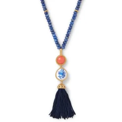 Qing Bottle Lariat Necklace and Floral Drop Earrings Set*The Met Store Cheap
