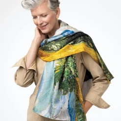 Van Gogh Wheat Field with Cypresses Oversize Oblong Silk Scarf*The Met Store Online