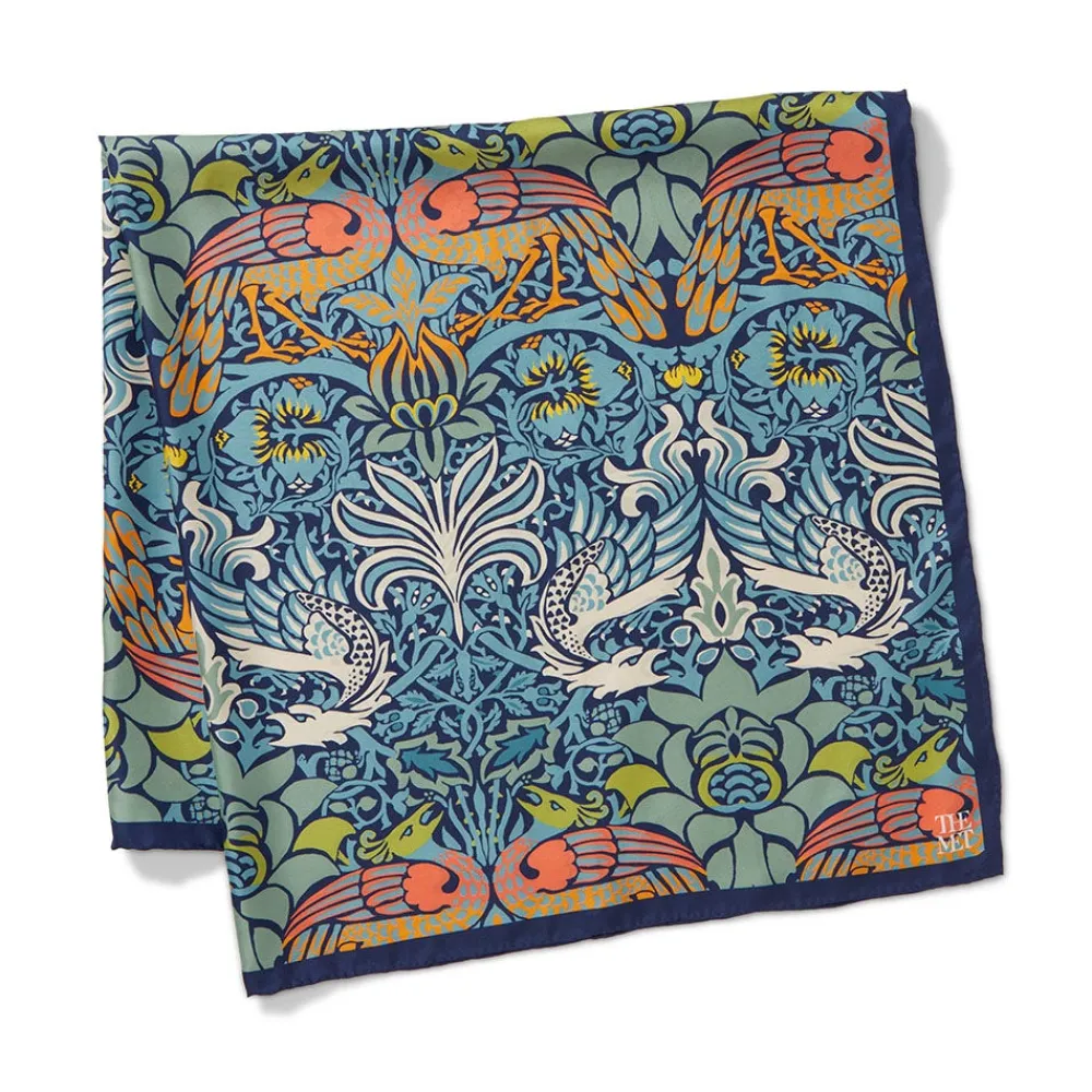William Morris Peacock and Dragon Square Silk Scarf*The Met Store Best