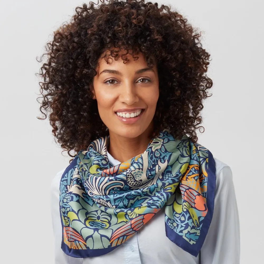 William Morris Peacock and Dragon Square Silk Scarf*The Met Store Best