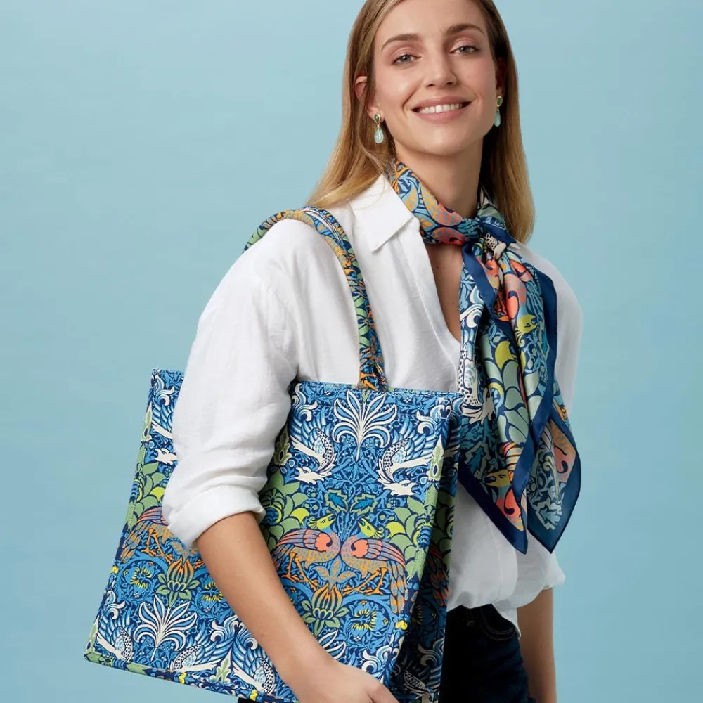 William Morris Peacock and Dragon Square Silk Scarf*The Met Store Best