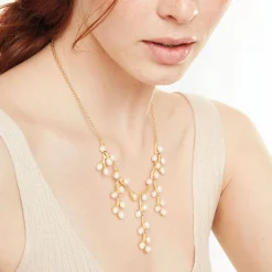 Willow Catkins Pearl Bib Necklace and Drop Earrings Set*The Met Store Cheap