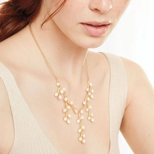 Willow Catkins Pearl Bib Necklace and Drop Earrings Set*The Met Store Cheap